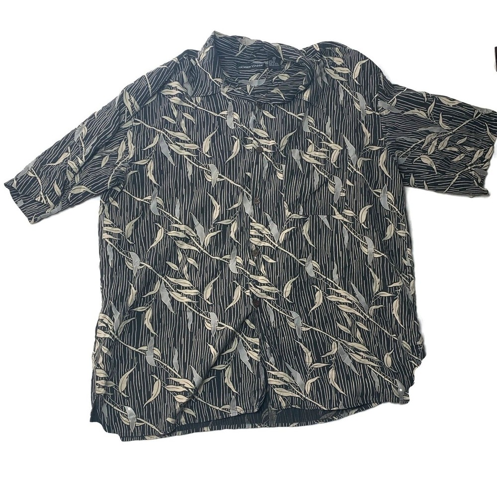 Bobby Chan  100% Silk Black Hawaiian Style Shirt